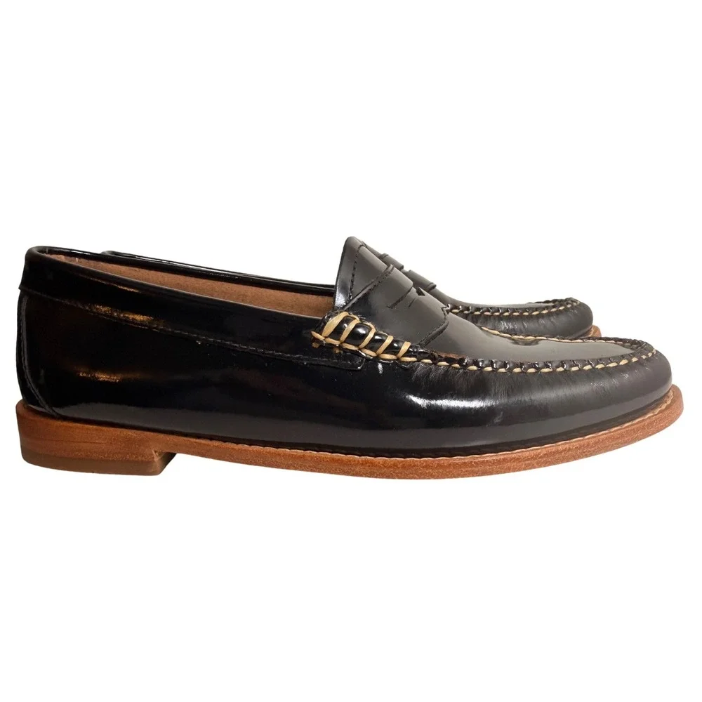 G.H. Bass Weejuns Whitney Penny Loafers Black Patent Leather Size 8M - Picture 6 of 16